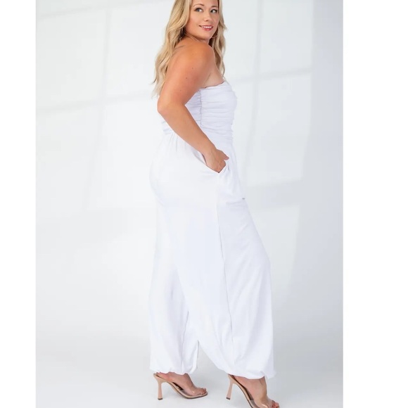Plus Size Soft Knit Strapless Jumpsuit - Picture 3 of 4